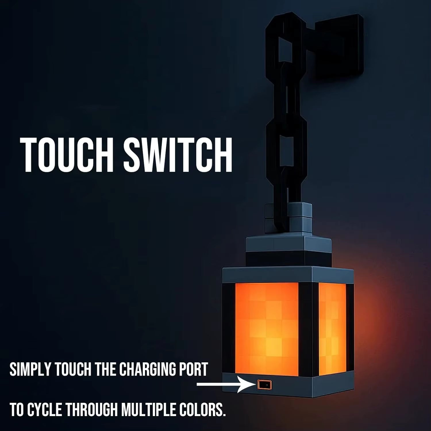 Pixelated Lantern Night Light 16-Color Led Wall Mood Night Light W Touch Switch&Remote Control-Rechargeable Costume Cosplay Lamp