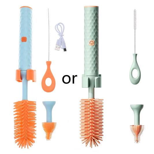 Silicone Bottle Brush Set Rooeling Electric Baby Bottle Brush Efficient Electric Baby Bottle Cleaner Brush Set 301Mm 066B