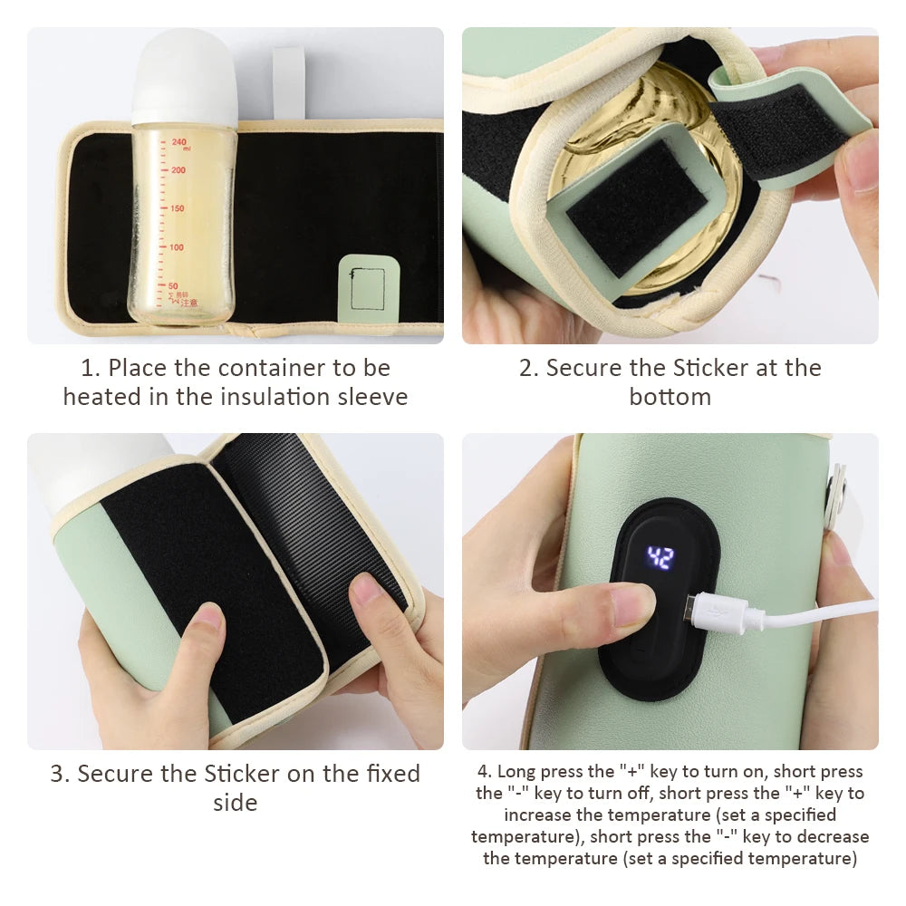 Baby Bottle Warmer 3-Speed Adjustment Baby Bottle Cup Warmer Car Portable USB Bottle Warmer Baby and Children Outdoor Travel