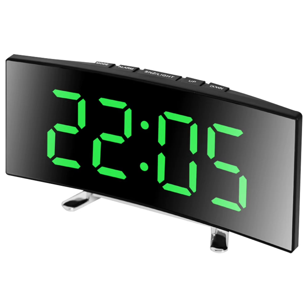 Creative LED Curved Screen Mirror Alarm Clock Large Display Bedside Table Digital Clock for Home Office Dormitory