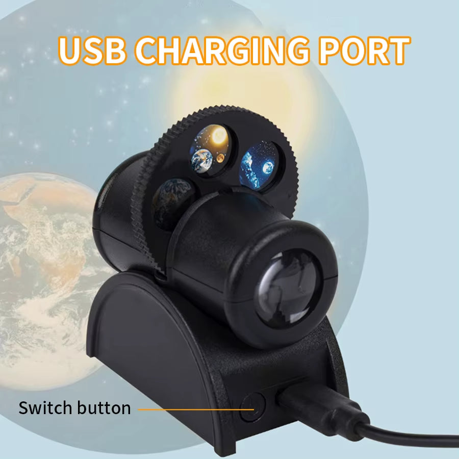 Earth Moon Light Ins Moon Projector Light Starry Sky Projector Rotate Planetarium Lamp Wall Lights USB Room Decor Night Light