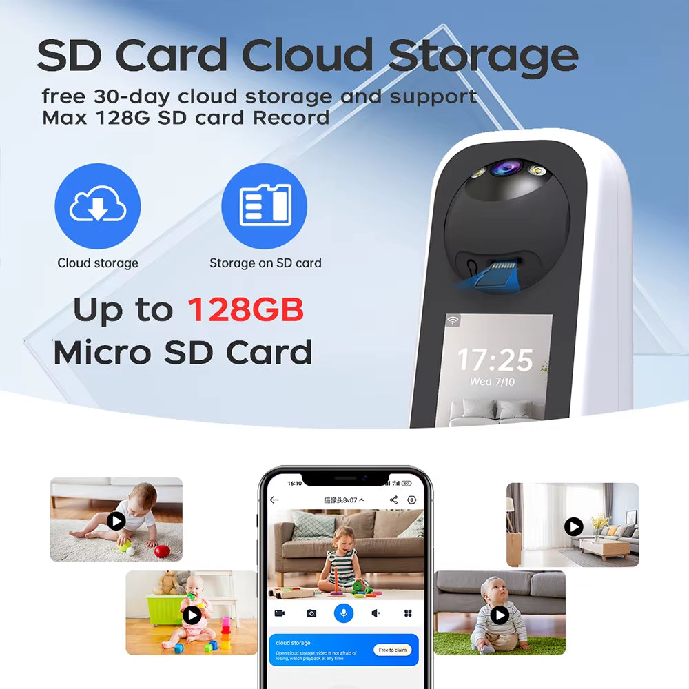 Jooan 2K 3MP PTZ Ip Camera Video Call with 2.8Inch LED Screen Baby Cry Sound Detection Security Camera AI Tracking Baby Monitor